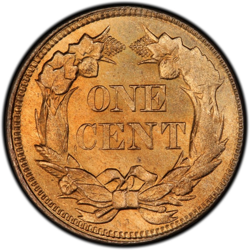 1858 1c Small Letters Flying Eagle Cent Pcgs Ms63 Photo Sealcac Toned