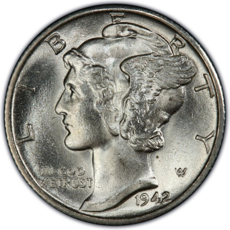 1942 uncirculated mercury dime