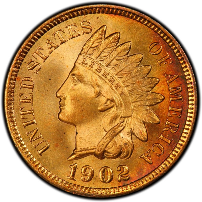 1902 U.S Indian Head Cent Full LIBERTY Full Rim 1c Fine to XF 