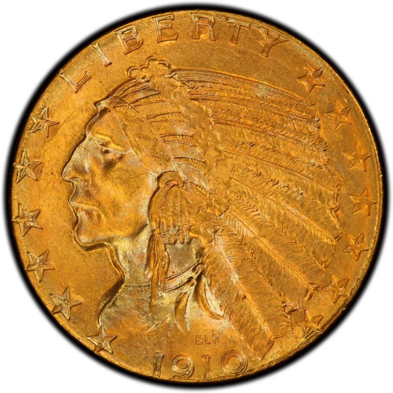 1910 Indian Head 5 Half Eagle Values and Prices Past Sales