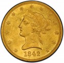 1842 Liberty Head $10 Gold Eagle