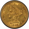 1849 Liberty Head $2.50 Gold Quarter Eagle Coin