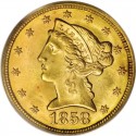 1858 Liberty Head Half Eagles