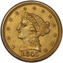 1845 Liberty Head $2.50 Gold Quarter Eagle Coin
