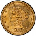 1880 Liberty Head $2.50 Gold Quarter Eagle Coin