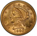1890 Liberty Head $2.50 Gold Quarter Eagle Coin