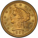1892 Liberty Head $2.50 Gold Quarter Eagle Coin