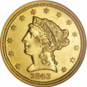 1843 Liberty Head $2.50 Gold Quarter Eagle Coin