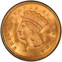 1858 Large Head Indian Princess Gold Dollar