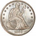 1868 Seated Liberty Silver Dollar
