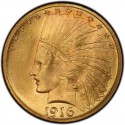 1916 Indian Head Gold $10 Eagle