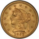 1853 Liberty Head $2.50 Gold Quarter Eagle Coin