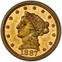 1887 Liberty Head $2.50 Gold Quarter Eagle Coin