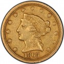 1865 Liberty Head $2.50 Gold Quarter Eagle Coins
