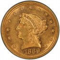1869 Liberty Head $2.50 Gold Quarter Eagle Coin