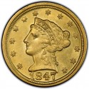 1847 Liberty Head $2.50 Gold Quarter Eagle Coin